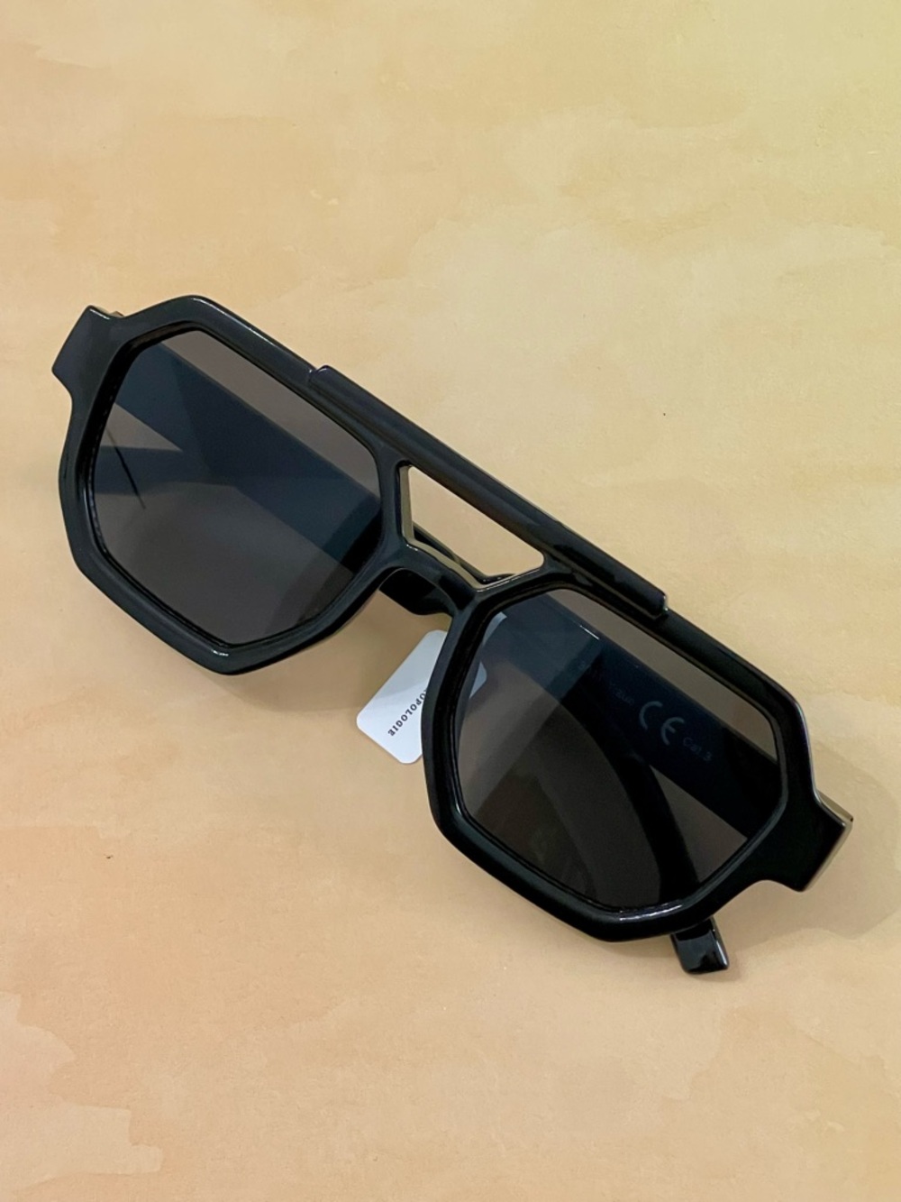 Anthropologie Bold Black Aviator Sunglasses with black lenses
